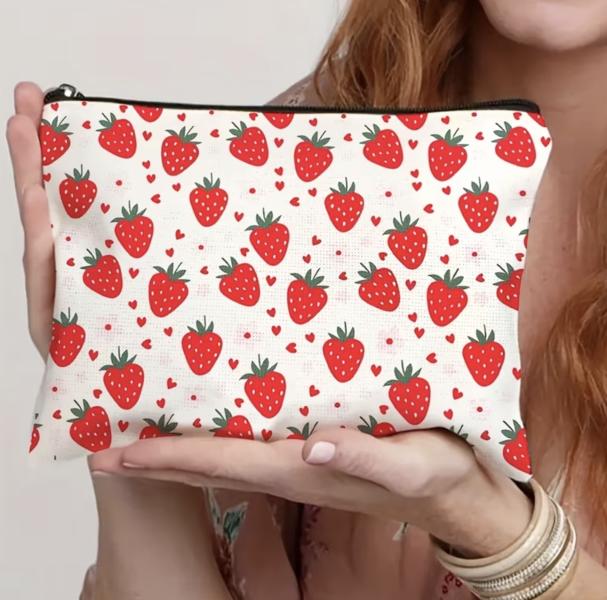 1pc Strawberry 🍓 Themed Cosmetics Bag 