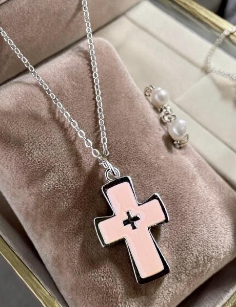 1pc Pink Cross Necklace 