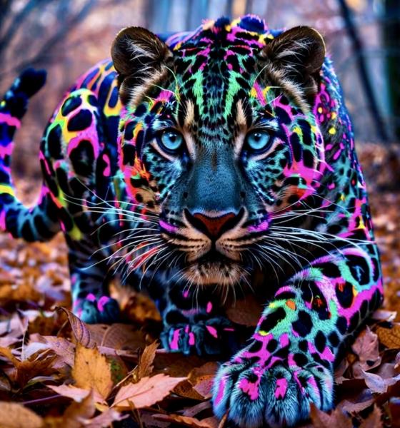 5D Diamond Art Painting Kit ~ Colorful Leopard 