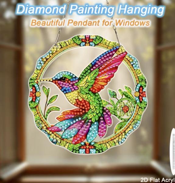 5D Diamond Art  Sun-catcher Kit ~ Hummingbird 
