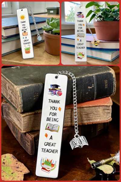 1pc Stainless Steel Teachers Day Bookmark 