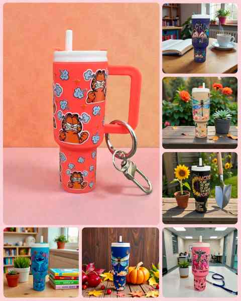 1pc 3D Printed Mini Tumbler Keychain