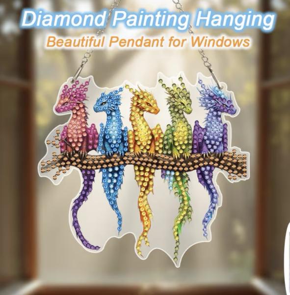 5D Diamond Art  Sun-catcher Kit ~ Dragons 