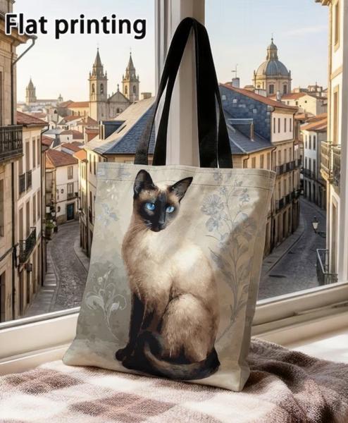 1pc Blue Eyed Siamese Cat Tote Bag 