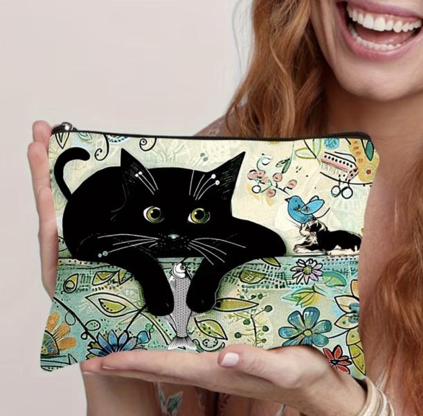 1pc Black Cat 🐈‍⬛ Cosmetic Bag 