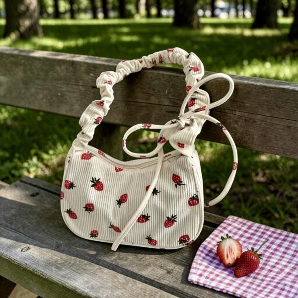 1pc Strawberry 🍓 Shoulder Bag ~ White 