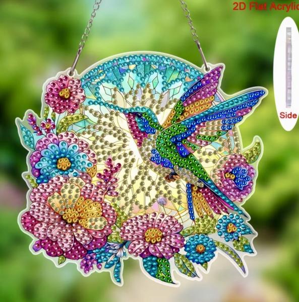 5D Diamond Art  Sun-catcher Kit ~ Hummingbird 