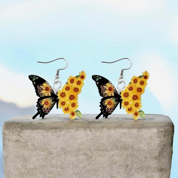  1 Pair Acrylic Butterfly Earrings 