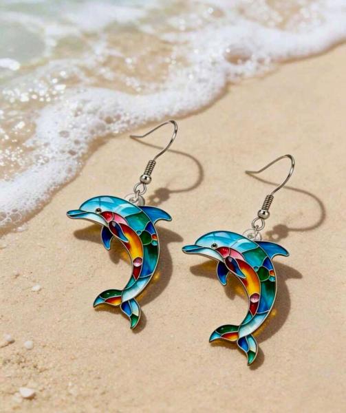 1 Pair Acrylic Dolphin 🐬 Earrings 