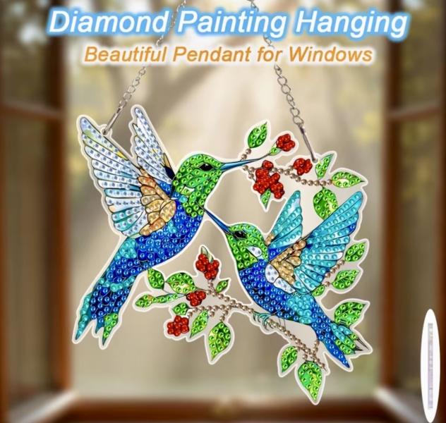5D Diamond Art  Sun-catcher Kit ~ Hummingbirds 