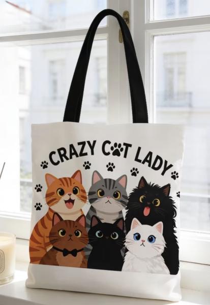 Crazy Cat 🐈‍⬛ Lady Tote Bag