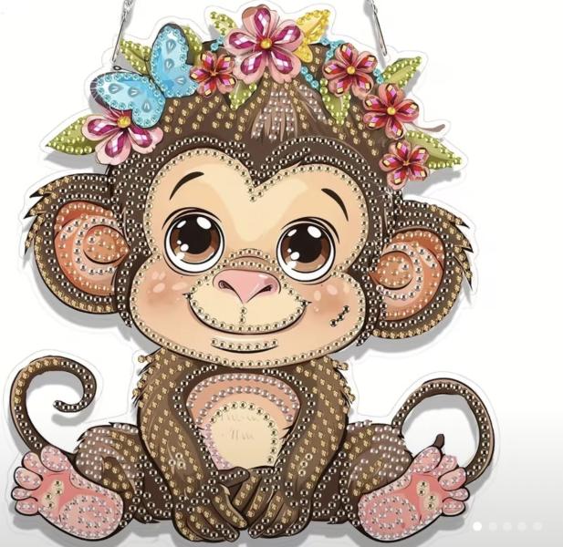 5D Diamond Art  Sun-catcher Kit ~ Monkey 🐒 