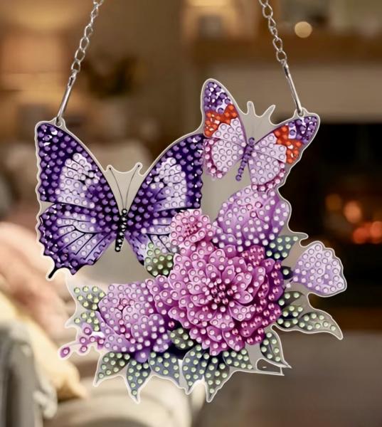 5D Diamond Art  Sun-catcher Kit ~ Butterflies 