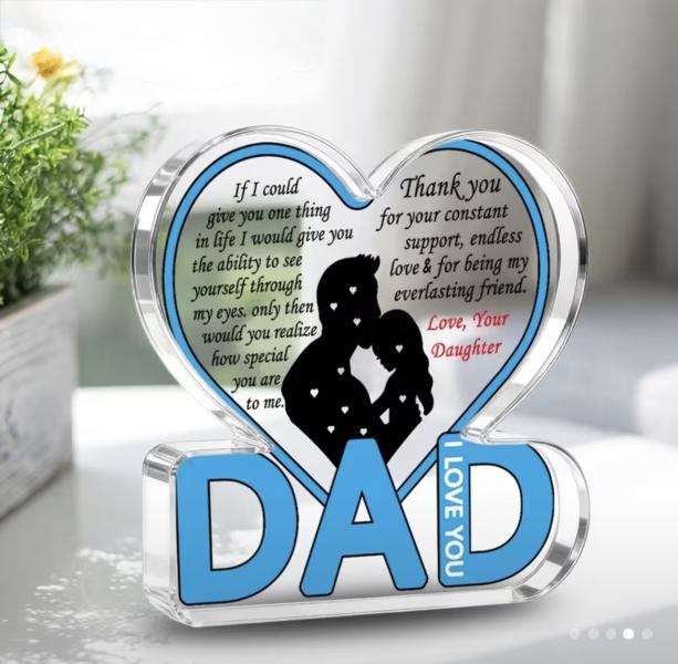 1pc Acrylic Fathers Day Heart Plaque 