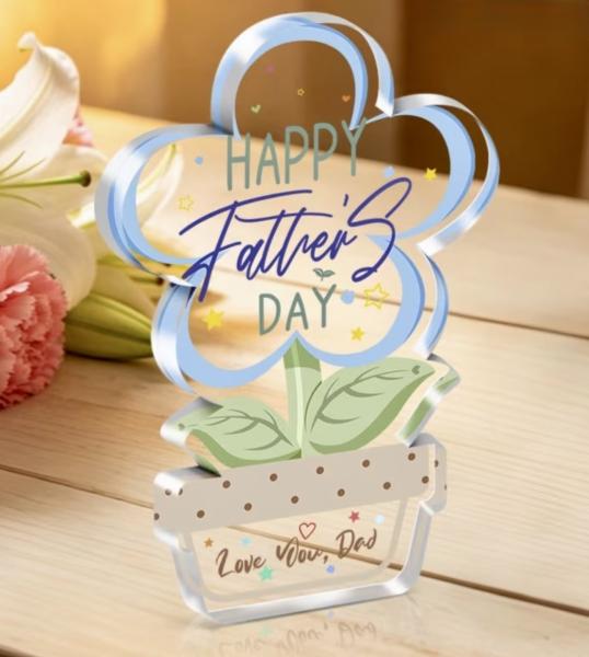 1pc Acrylic Father’s Day Flower Pot Plaque 