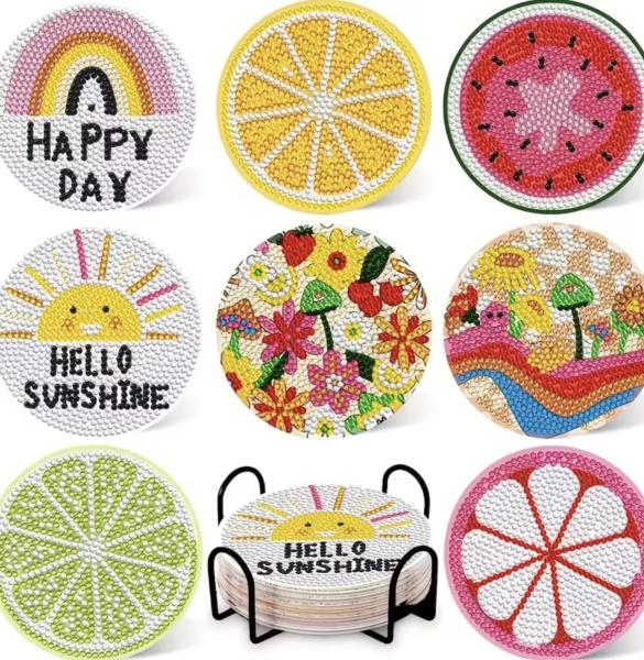 8pcs 5D Diamond Art Coaster Kit ~ Summer