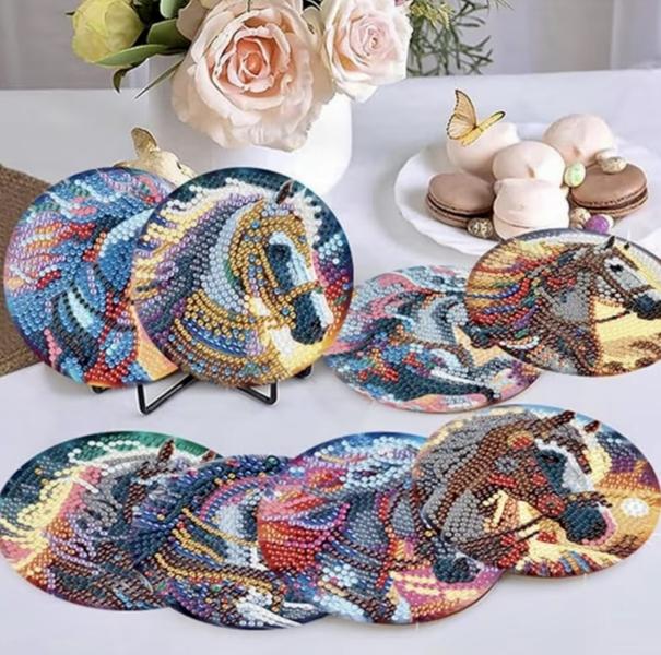 8pcs 5D Diamond Art Coaster Kit ~ Horses 🐎 