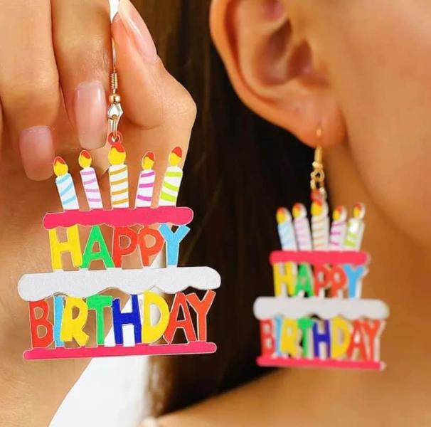 Colorful Happy Birthday Earrings 