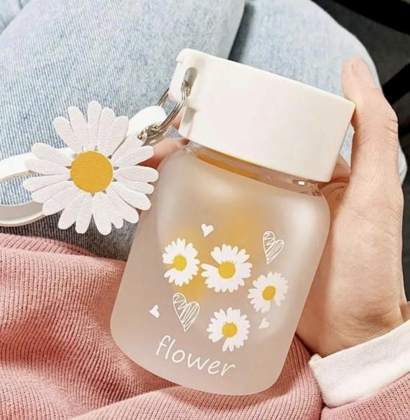 1pc Chic Frosted Glass Daisy Cup