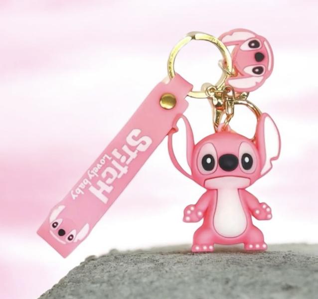 1pc Kawaii Cartoon Disney Stitch Keychain ~ Pink