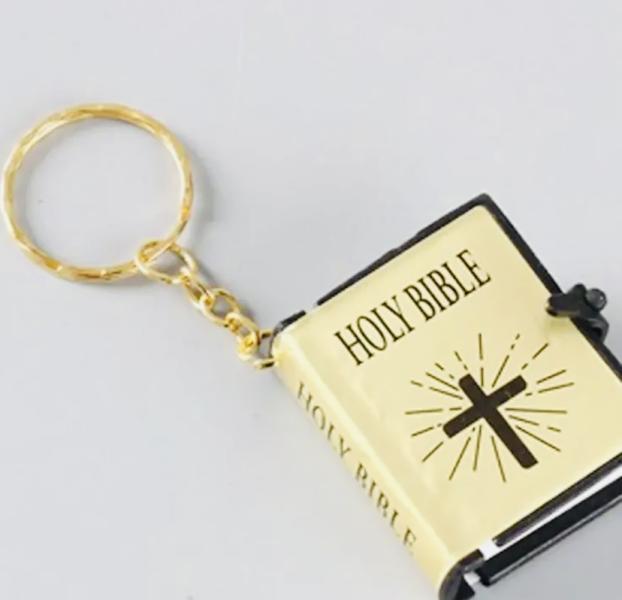 1pc Mini Holy Bible Keychain Gold