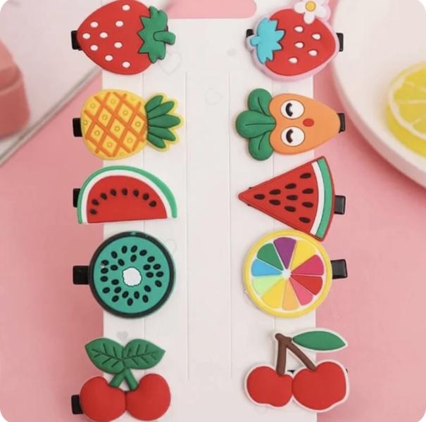 Girls Fruity Hair Clips 10 Pack