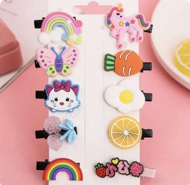 Girls Fun Hair Clips 10 Pack