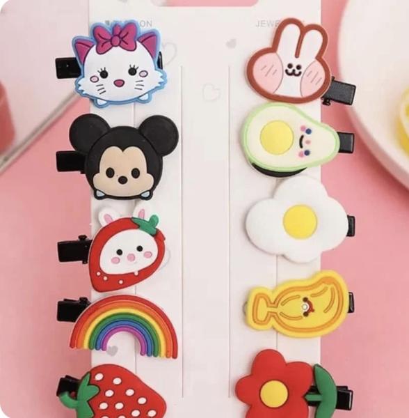 Girls Kitty and Rainbow Hair Clips