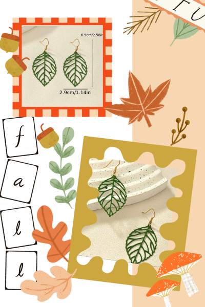 Chic Green Hollow Leaf Earrings 🍁 