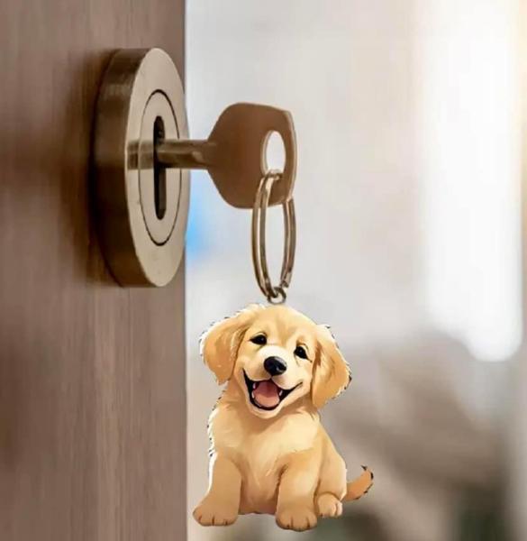 1pc Cute Golden Retriever Dog Keychain 