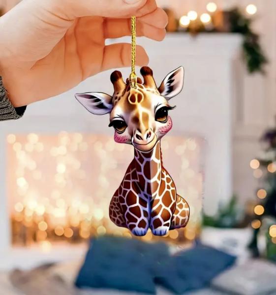 1pc 2D Acrylic Cute Giraffe 🦒 Car Pendant