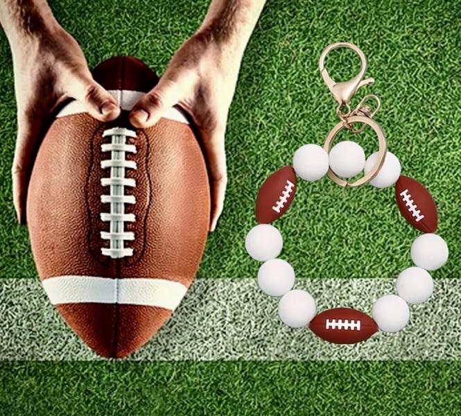 1pc Sports Style Football 🏈 Silicone Beaded Keychain 