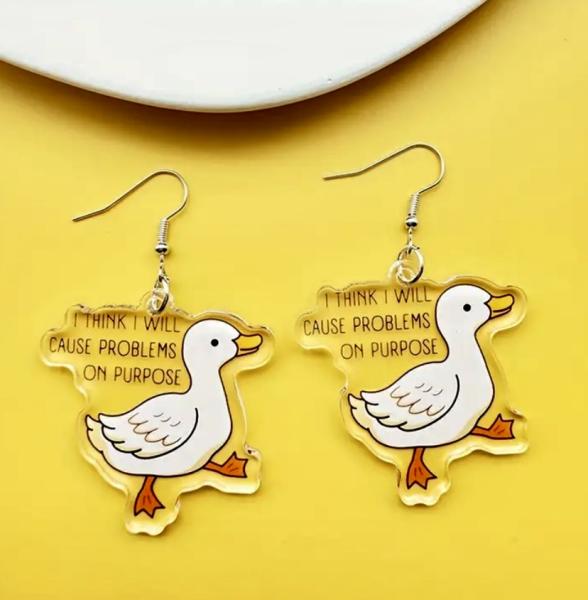 1 Pair Acrylic Duck Earrings 