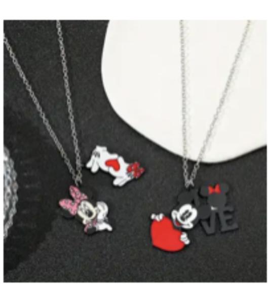 2pcs Disney Mickey & Minnie Necklace 