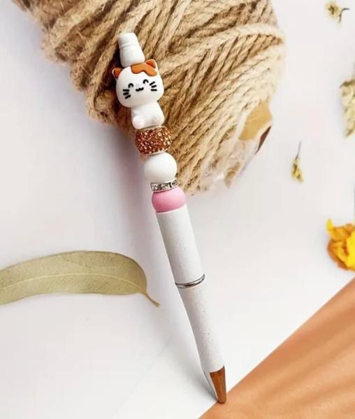 1pc Silicone Kitty Beaded Pen