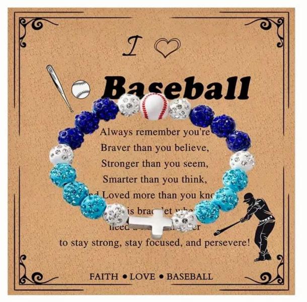 1pc Blue Rhinestone Baseball ⚾️ Bracelet
