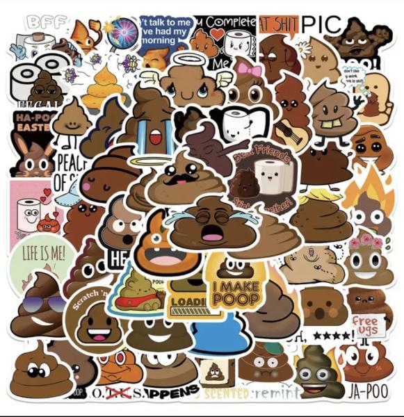 50ct Funny Cartoon Poop 💩 Stickers 