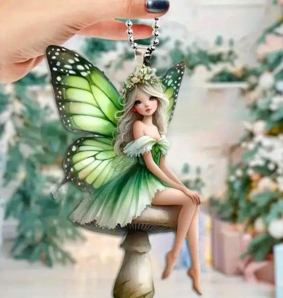 1pc Green Butterfly Fairy 🧚 Acrylic Hanging Ornament 