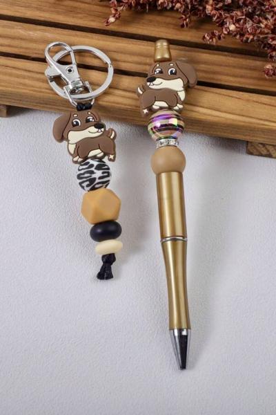 2pc Silicone Puppy 🐶 Pen/Keychain Set