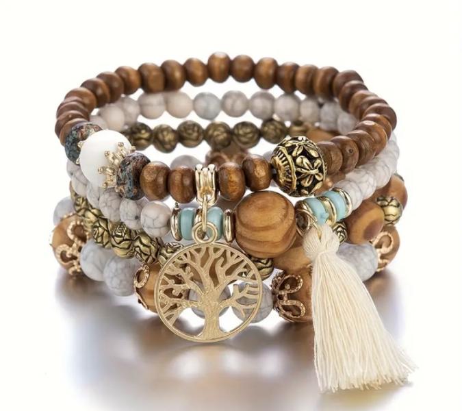 4pcs Bohemian Tree of Life Charm Bracelet Set