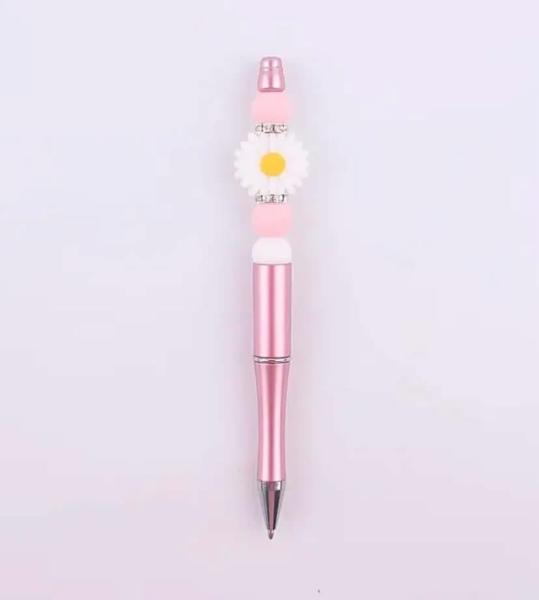 1pc Pink/White Daisy Beaded Pen