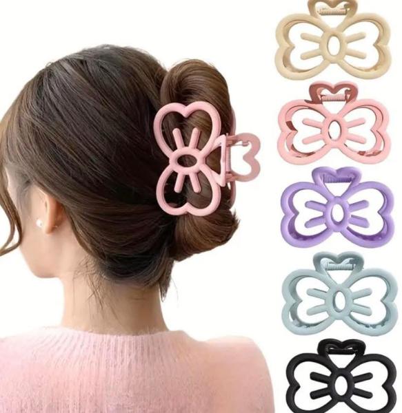 5pcs Chic Matte Bow Hair Clips Set
