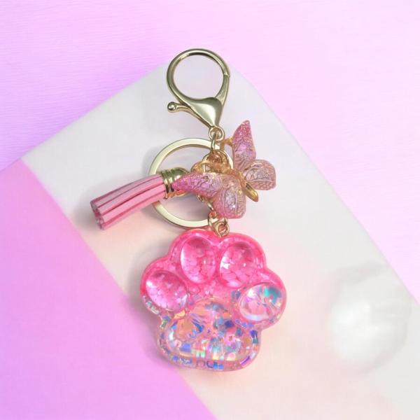 1pc Pink Paw 🐾 Shaped Keychain 