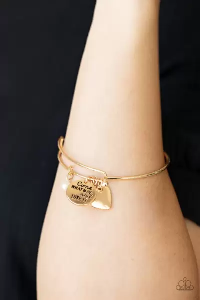 Paparazzi Bracelet ~ Come What May and Love It - Gold