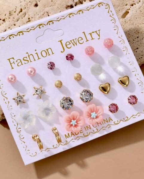 12 Pairs Girls Assorted Earrings Set
