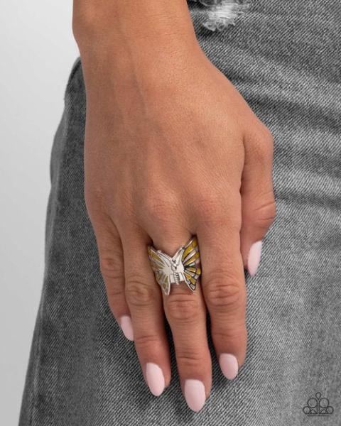 Paparazzi Ring ~ Butterfly Broadcast - Yellow