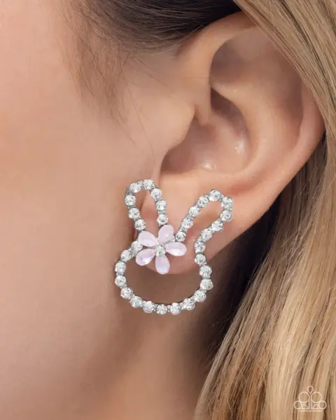 Bunny Backdrop - Pink Post Earrings - Paparazzi Accessories