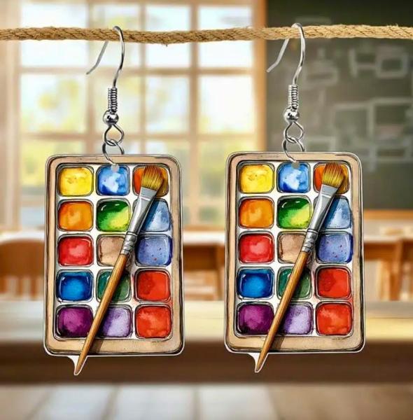 1 Pair Watercolor Palette Dangle Earrings
