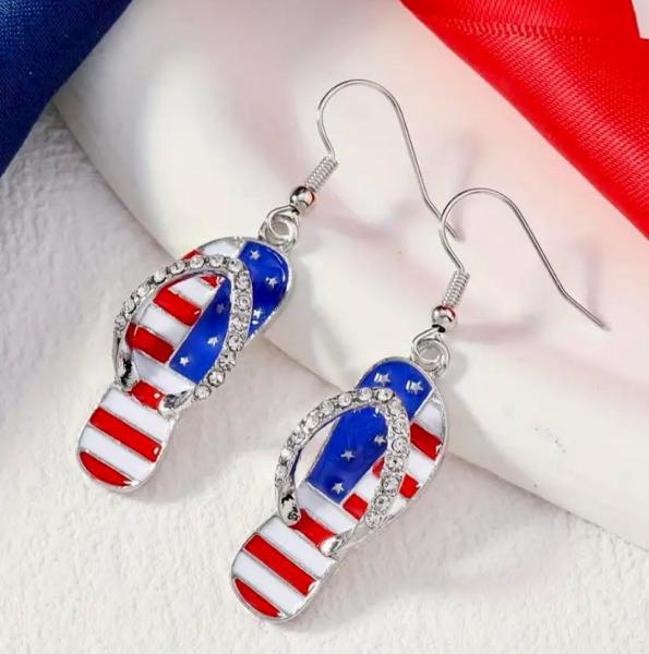1 Pair Patriotic Flip Flop Earrings