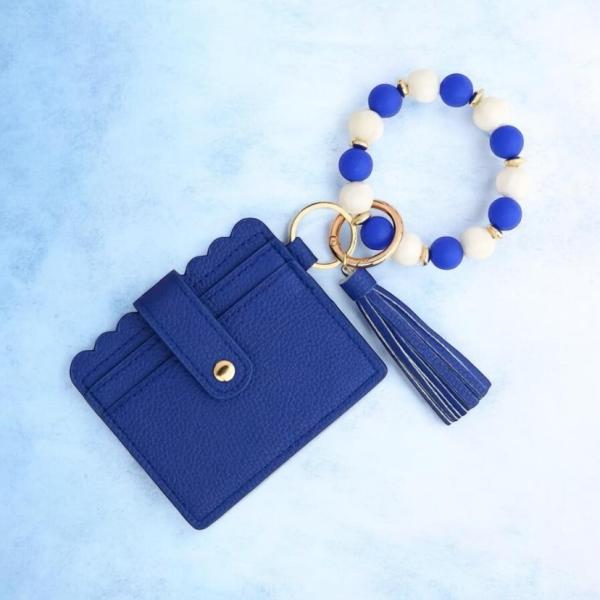 Mini Silicone Beaded Wristlet Wallet ~ Blue